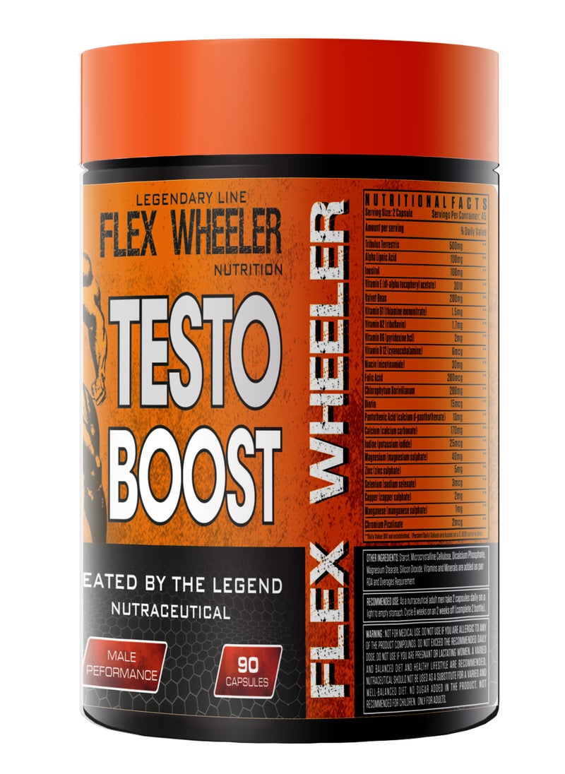 Flex Wheeler Nutrition - Flex Wheeler Nutrition Testo Boost - Natural Testosterone Support for Strength & Vitality (90 Capsules) - Image 1