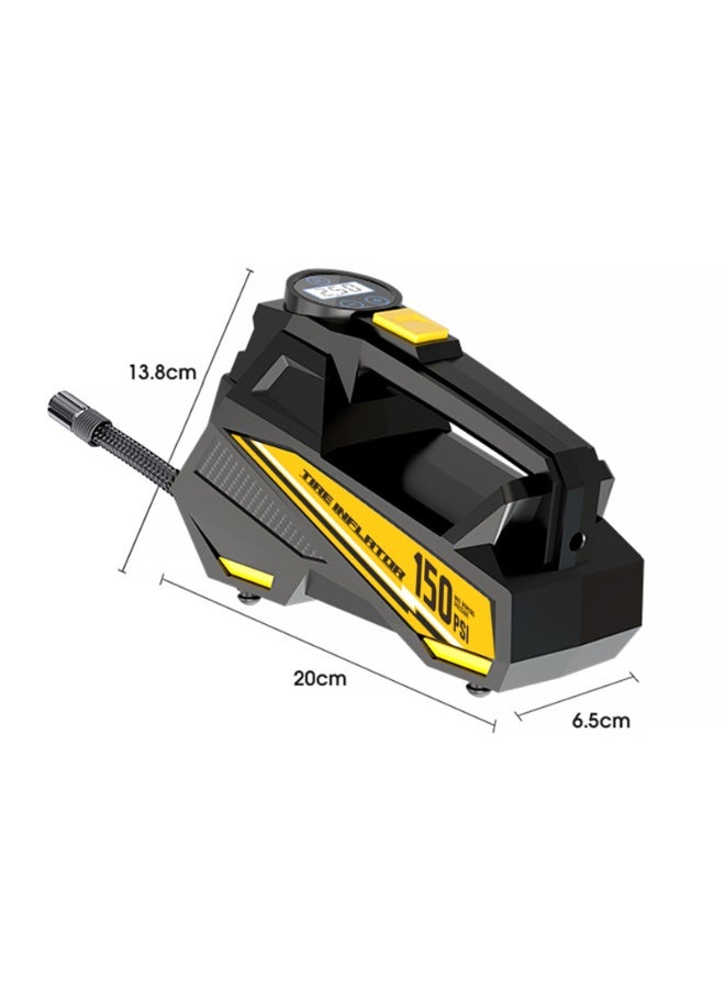 Tyre Inflator Air Compressor 12V, Portable Electric Car Tyre Pump with Tyre Pressure Gauge, Auto-Stop Car Air Pump with Valve Adaptors and LED Light, Car Accessories, Yellow - Image 2