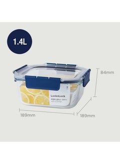 LOCK & LOCK Lock & Lock Airtight Glass Containers With Lid | Leak Proof, Transparent Glass Storage Container For Kitchen | Microwave & Freezer Safe| Food Storage Meal Containers Organizer - Square, 1400 ml  - Image 3