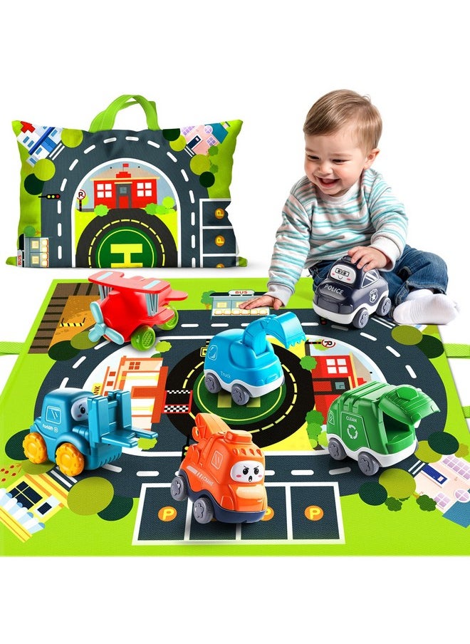ALASOU ALASOU Baby Cartoon Car Toys with Playmat/Storage Bag|1st Birthday Gifts for Toddler Age 1-2|Baby Toys for 1 2 3 Year Old Boy|1 2 Year Old Boy Gift for Infant 12-18 Month  - Image 1
