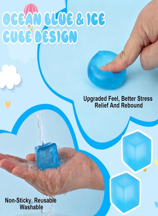 DESKPAL 3pcs Squishy Stress Cube, 2026 New Squishy Stress Ice Cube Fidget Toys, Stress Relief Toys Squeeze Toys for Adults (Blue) - Image 5