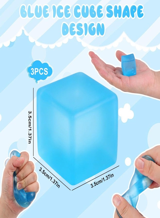 DESKPAL 3pcs Squishy Stress Cube, 2026 New Squishy Stress Ice Cube Fidget Toys, Stress Relief Toys Squeeze Toys for Adults (Blue) - Image 2