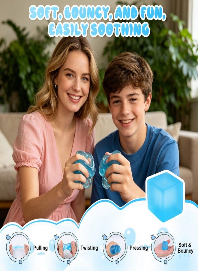 DESKPAL 3pcs Squishy Stress Cube, 2026 New Squishy Stress Ice Cube Fidget Toys, Stress Relief Toys Squeeze Toys for Adults (Blue) - Image 4