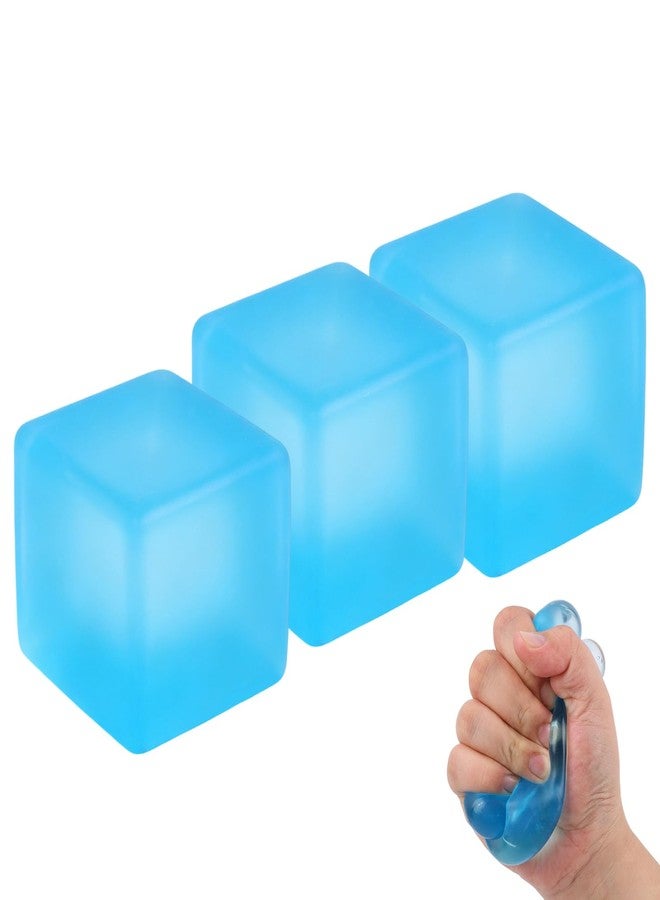 DESKPAL 3pcs Squishy Stress Cube, 2026 New Squishy Stress Ice Cube Fidget Toys, Stress Relief Toys Squeeze Toys for Adults (Blue) - Image 1