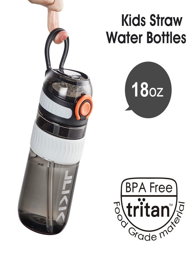 TKK Kids Water Bottle for School with Silicone Straw & Build-in Carrying Handle, Spill-Proof Lid, 18 oz Water Bottle, Dishwasher Safe, Leak-Proof Locking Lid for Outdoor Sports, School Backpack, Black - Image 4
