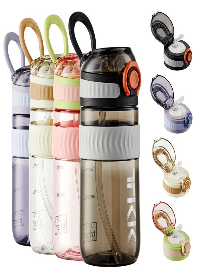 TKK Kids Water Bottle for School with Silicone Straw & Build-in Carrying Handle, Spill-Proof Lid, 18 oz Water Bottle, Dishwasher Safe, Leak-Proof Locking Lid for Outdoor Sports, School Backpack, Black - Image 1