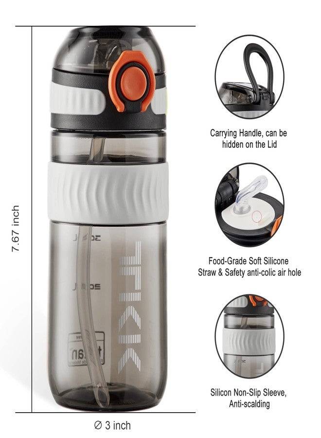TKK Kids Water Bottle for School with Silicone Straw & Build-in Carrying Handle, Spill-Proof Lid, 18 oz Water Bottle, Dishwasher Safe, Leak-Proof Locking Lid for Outdoor Sports, School Backpack, Black - Image 3