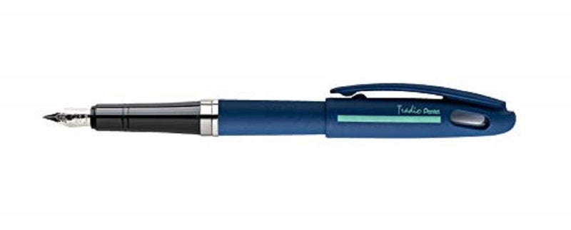 Pentel قلم حبر سائل بنتل تراديو TRF99A-C، مجموعة سبورت شيك، جسم أسود غير لامع، حبر قابل لإعادة التعبئة باللون الأزرق الداكن - Image 1