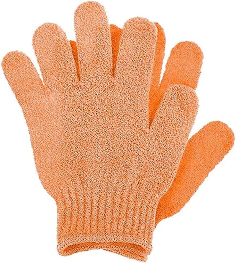 YHRY Exfoliating Gloves, Natural Bath/Shower Scrub, Body Exfoliation Hand Mitten, Beauty Scrubs/Loofah, for Shower, Spa, Massage and Body Scrubs, Dead Skin Cell Remover, 1 Pair (Orange) - Image 1