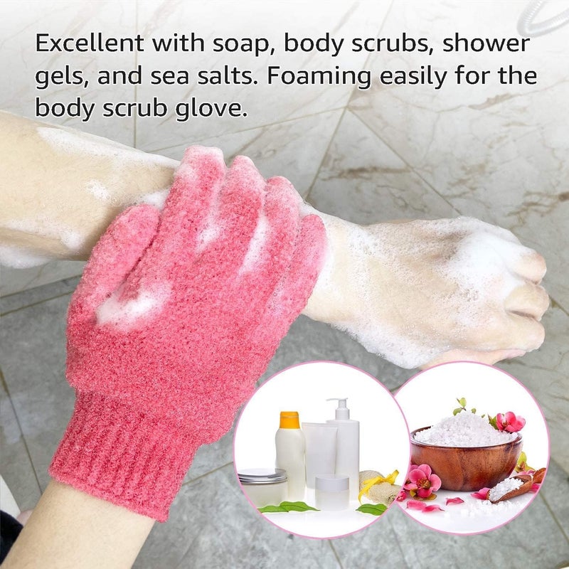 YHRY Exfoliating Gloves, Natural Bath/Shower Scrub, Body Exfoliation Hand Mitten, Beauty Scrubs/Loofah, for Shower, Spa, Massage and Body Scrubs, Dead Skin Cell Remover, 1 Pair (Orange) - Image 3