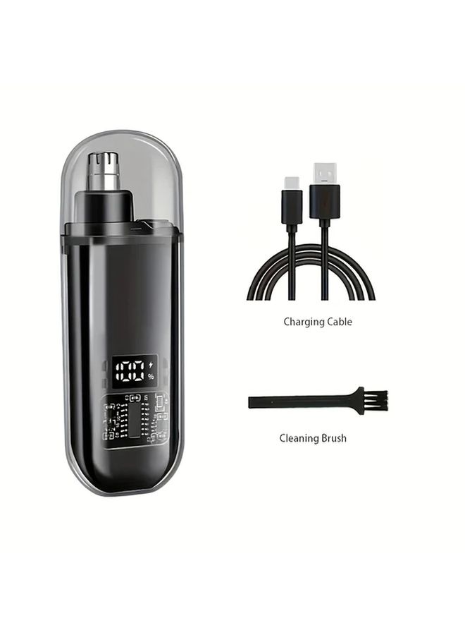 Black USB Rechargeable Nose and Ear Hair Trimmer Portable Fast Charging Travel Grooming - Image 5