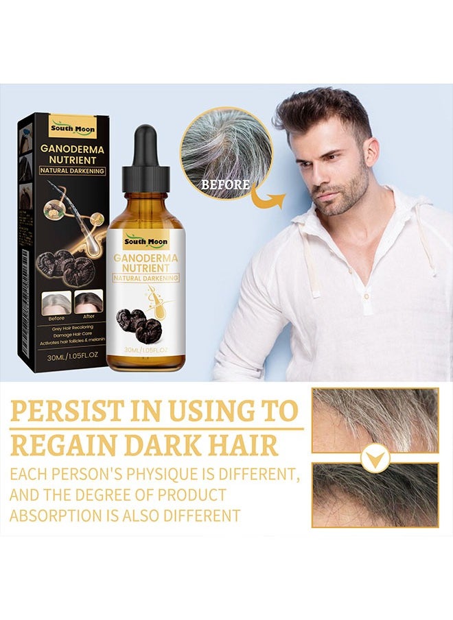 SOUTH MOON - Ganoderma Nutrient Essence,Has The Effect Of Supplementing Hair Follicles, Repairing Hair Damage, Activating Hair Follicles And Melanin, And Obtaining Shiny Black Hair 30ml - Image 1