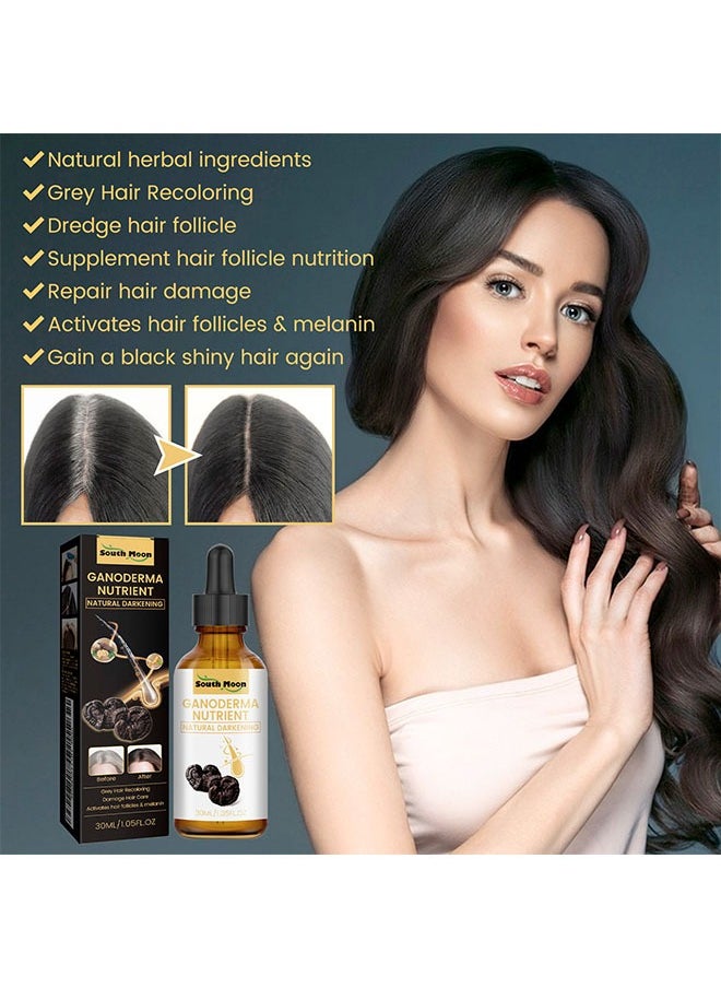 SOUTH MOON - Ganoderma Nutrient Essence,Has The Effect Of Supplementing Hair Follicles, Repairing Hair Damage, Activating Hair Follicles And Melanin, And Obtaining Shiny Black Hair 30ml - Image 1