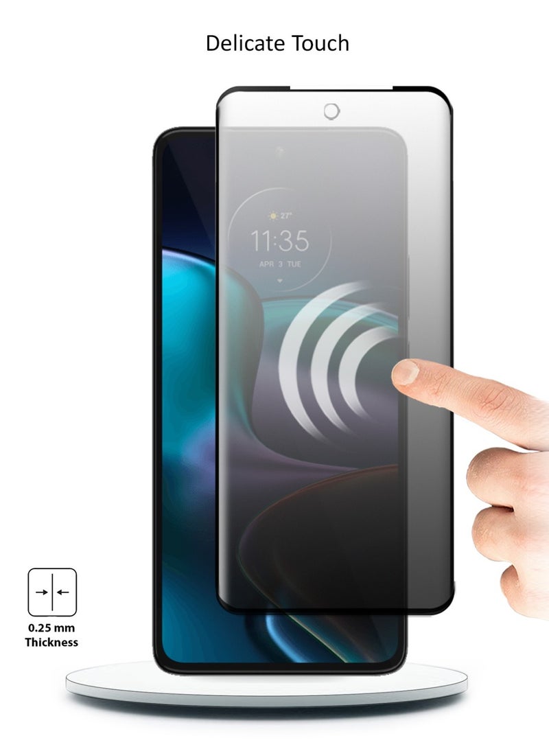 Techie HD Privacy Tempered Glass Screen Protector for Motorola Edge 30  - Anti Bubbles 9H Hardness 0.33 mm Rounded Edges Easy Installation - Image 2
