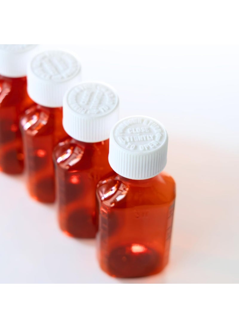Vakly Plastic Amber Liquid Medicine Bottles with Child Resistant Caps 2oz Pack of 5 Oval Pharmaceutical Prescription Dispensing Bottle with Safety lids  Lightsensitive Pharmacy Container 2oz 5 Pack  - Image 4