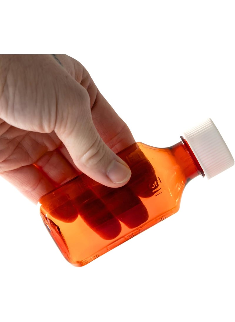 Vakly Plastic Amber Liquid Medicine Bottles with Child Resistant Caps 2oz Pack of 5 Oval Pharmaceutical Prescription Dispensing Bottle with Safety lids  Lightsensitive Pharmacy Container 2oz 5 Pack  - Image 3