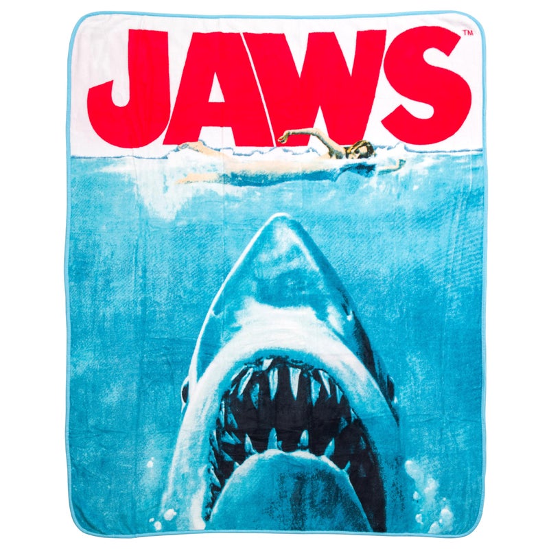 Silver Buffalo Silver Buffalo Jaws Movie Poster 45 x 60 Fleece Throw Soft and Cozy Blanket 250 GSM