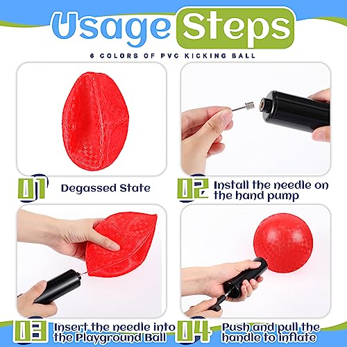 HI-BOOM Hiboom 12 Pcs Playground Balls 5 Inch Dodgeball Playground Balls Kick Outdoor Inflatable with 1 Pcs Hand Pump for Adults Yoga Exercise Gym Schoolyard(Multi Color) - Image 4