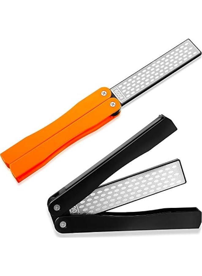2 Pack Garden Tool Sharpener, Folding Pocket Diamond Knife Sharpener 400/600 Grit Double-Sided Scissor, Pruners, Loppers or Blade Sharpening Stone for Garden Outdoor Camping Kitchen  - Image 1