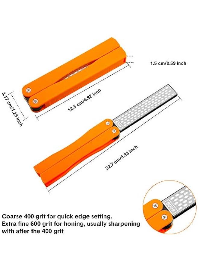 2 Pack Garden Tool Sharpener, Folding Pocket Diamond Knife Sharpener 400/600 Grit Double-Sided Scissor, Pruners, Loppers or Blade Sharpening Stone for Garden Outdoor Camping Kitchen  - Image 4