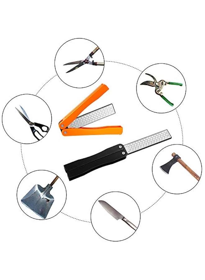 2 Pack Garden Tool Sharpener, Folding Pocket Diamond Knife Sharpener 400/600 Grit Double-Sided Scissor, Pruners, Loppers or Blade Sharpening Stone for Garden Outdoor Camping Kitchen  - Image 5