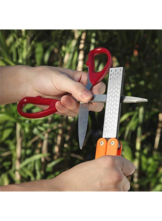 2 Pack Garden Tool Sharpener, Folding Pocket Diamond Knife Sharpener 400/600 Grit Double-Sided Scissor, Pruners, Loppers or Blade Sharpening Stone for Garden Outdoor Camping Kitchen  - Image 3