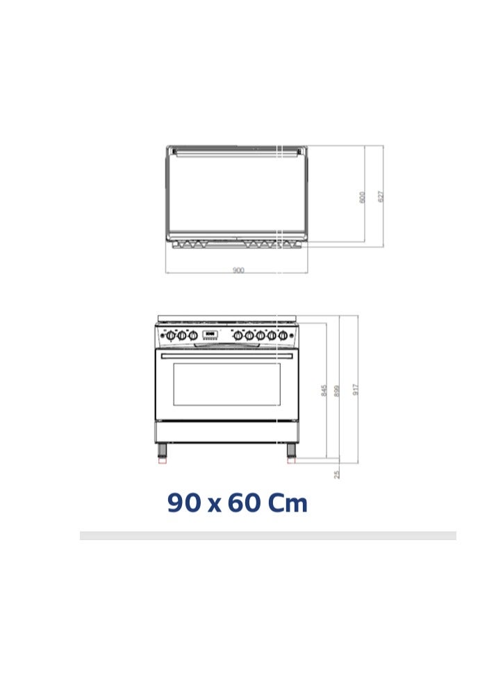 GL General 90x60cm, 5 Burner, Iron Cast Stand, Auto Burner, Total Safety, Up & Down Heating Oven, Easy to Clean Surface,  trays+ Grid - Image 3