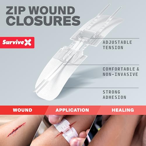 SurviveX Zip Stitch Wound Closure Strips Kit - Repair Wounds Without Stitches - Zipstitch Sutures - Laceration Closure Kit - Image 3