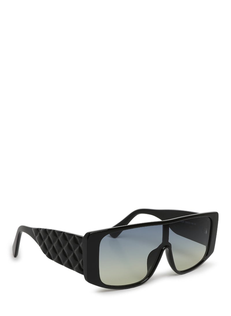 London Rag - Cushion Textured Oversized Sunglasses in Black - Image 1