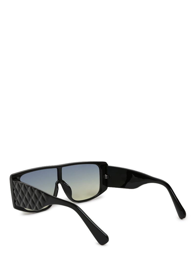 London Rag - Cushion Textured Oversized Sunglasses in Black - Image 1