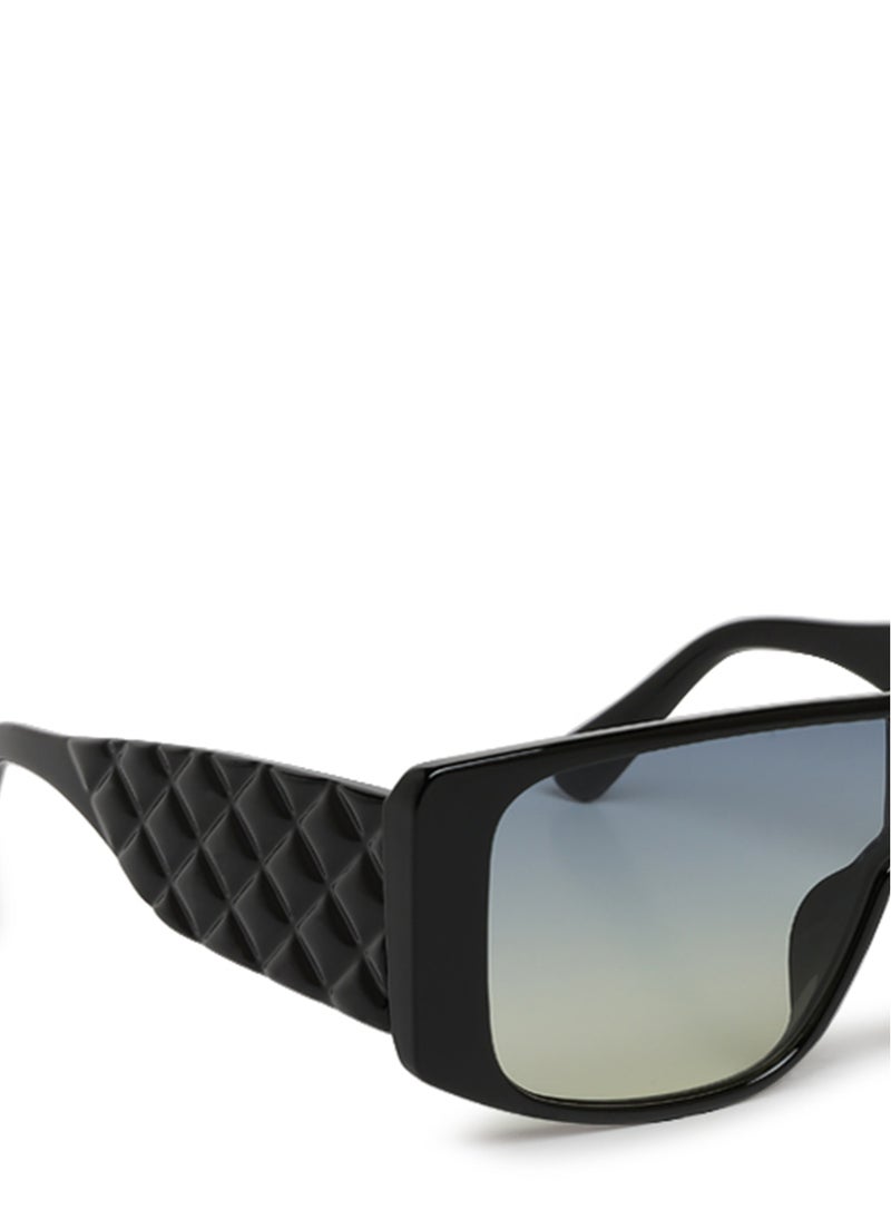 London Rag - Cushion Textured Oversized Sunglasses in Black - Image 1