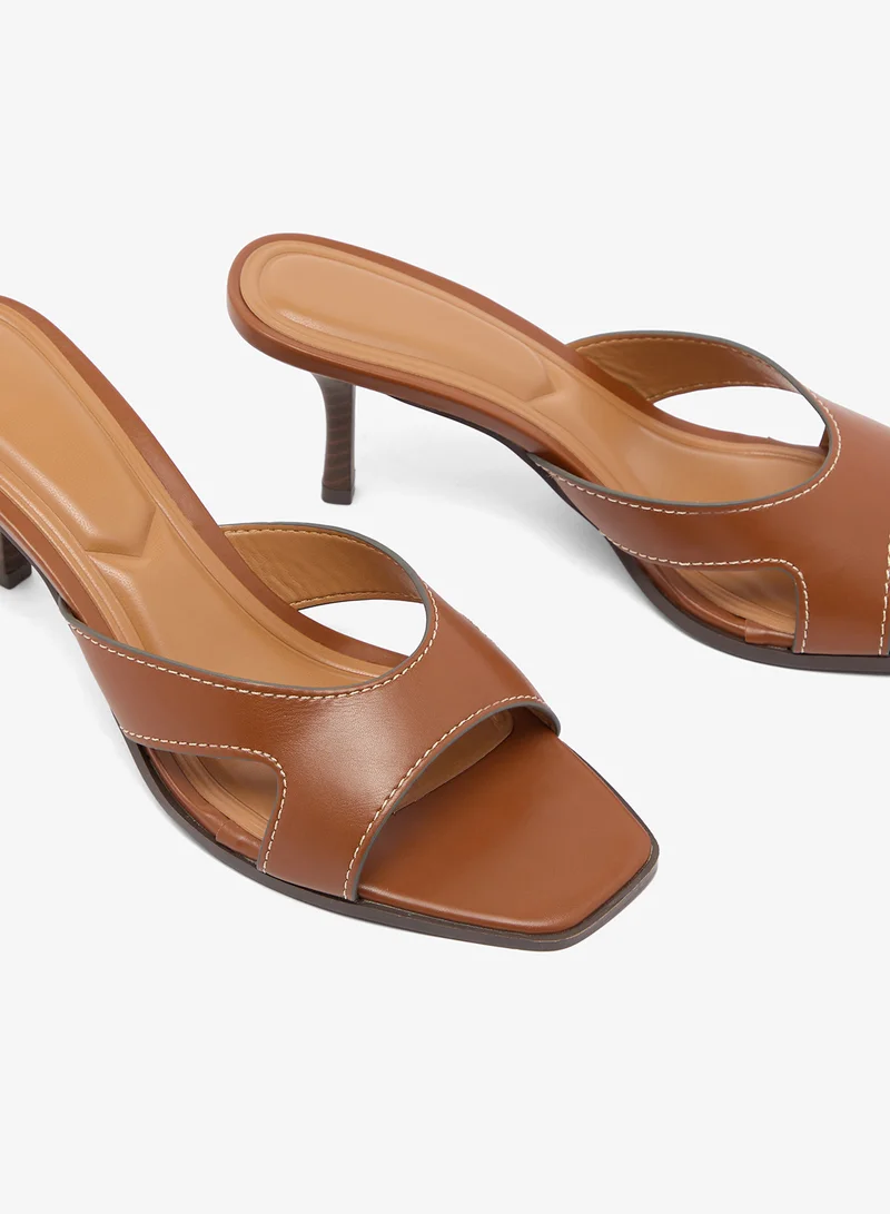 Truffle Tan pu Mid Heel Sandals Strap Wrap Detail for Women | Best Price UAE