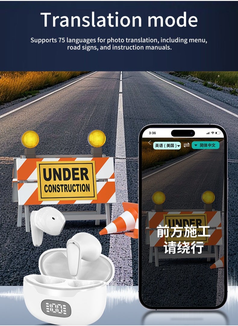 Generic Language Translation Earbuds - Translation Earbuds Real Time, 144 Languages Translation -include Arabic, Two-Way Translator Device with APP for iOS for Android, Simultaneous Translation Bluetooth 5.3 White  - Image 4