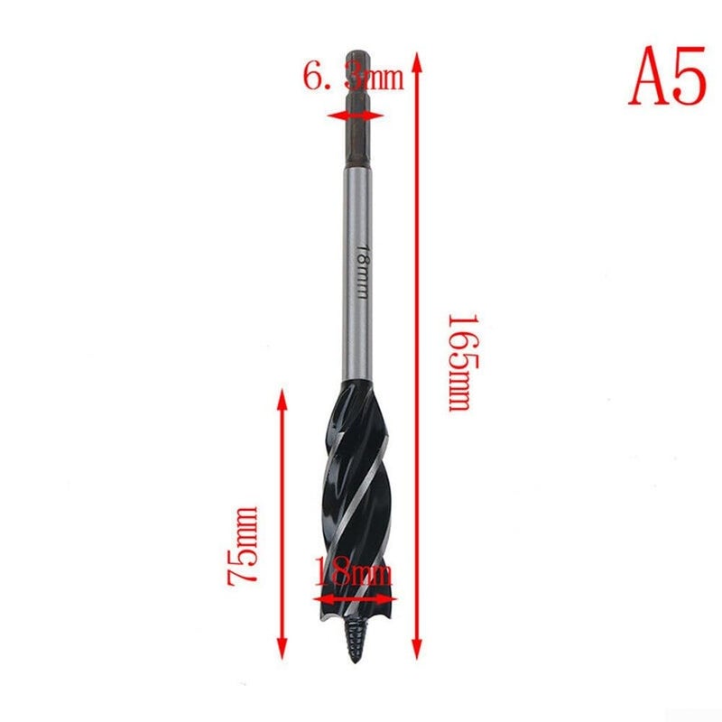 1pc Wood Auger Drill Bit Set 10-25mm, Fast Cutting Spiral Woodworking Bits with Hex Shank for Carpenter Joiner, High Steel Drills for Dry Damp Sticky Wood (18mm) - Image 2