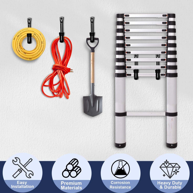 Dreecy J Utility Hooks For Hanging Heavy Duty Garage Storage Utility Hooks For Garage Wall, Color Black, 5 Pack - Image 3