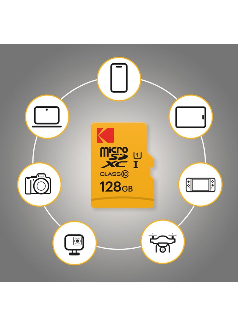 Kodak KODAK 128GB Class 10 UHSI U1 MicroSDXC Card with Adapter 10x Write Speed  - Image 4
