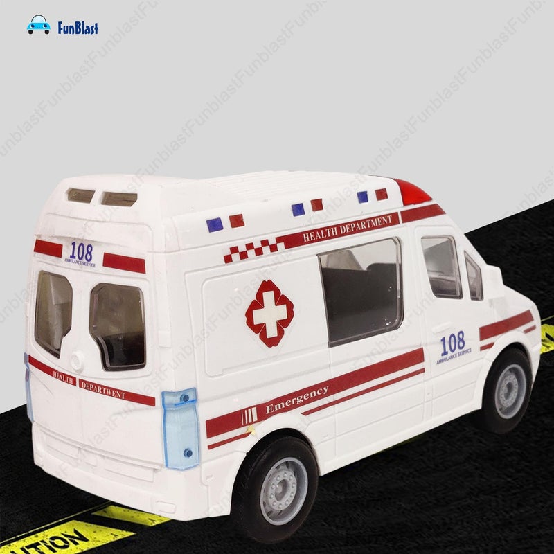 FunBlast ألعاب سيارة الإسعاف للأطفال – ألعاب إنقاذ الطوارئ، سيارات سحب للخلف للأطفال، لعبة دفع واذهب، سيارة لعبة للأطفال من 3 سنوات فما فوق، الأولاد، الأطفال (سيارة إسعاف)، صفراء - Image 2