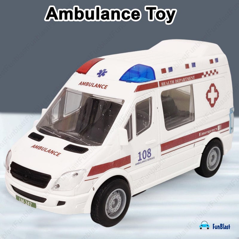 FunBlast ألعاب سيارة الإسعاف للأطفال – ألعاب إنقاذ الطوارئ، سيارات سحب للخلف للأطفال، لعبة دفع واذهب، سيارة لعبة للأطفال من 3 سنوات فما فوق، الأولاد، الأطفال (سيارة إسعاف)، صفراء - Image 4