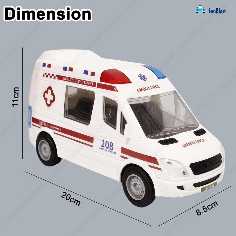 FunBlast ألعاب سيارة الإسعاف للأطفال – ألعاب إنقاذ الطوارئ، سيارات سحب للخلف للأطفال، لعبة دفع واذهب، سيارة لعبة للأطفال من 3 سنوات فما فوق، الأولاد، الأطفال (سيارة إسعاف)، صفراء - Image 3