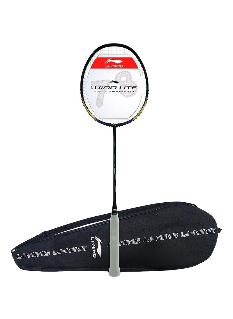 Li-Ning Wind Lite 900 Carbon Fibre Strung Badminton Racket with Full Racket Cover (Black/Gold) | For Intermediate Players | 80 grams | Maximum String Tension - 30lbs - Image 1