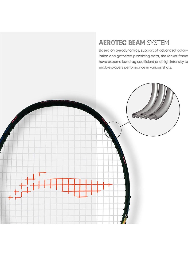 Li-Ning Wind Lite 900 Carbon Fibre Strung Badminton Racket with Full Racket Cover (Black/Gold) | For Intermediate Players | 80 grams | Maximum String Tension - 30lbs - Image 3