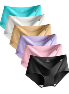 Love Bell LOVE BELL Women's 6 Pack Seamless Panty - Invisible, Soft & Smooth Fit Underwear for Ladies. (UAE/KSA, Alpha, XL, Regular, Regular, Classic Plain with Heart - 6 Pcs Pack)  - Image 1