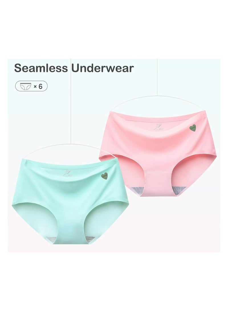 Love Bell LOVE BELL Women's 6 Pack Seamless Panty - Invisible, Soft & Smooth Fit Underwear for Ladies. (UAE/KSA, Alpha, XL, Regular, Regular, Classic Plain with Heart - 6 Pcs Pack) - Image 2