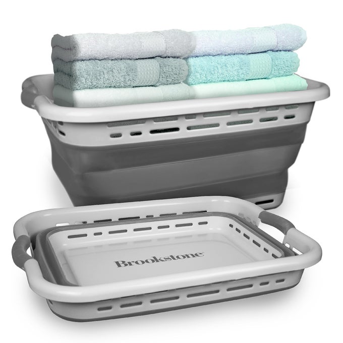 1 UNIT 11 GALLONS OUR LARGEST BASKET EVER 24 COLLAPSIBLE LAUNDRY BASKET COMFORT NONSLIP GRIP HANDLES MINIMALIST SPACE SAVING DESIGN PORTABLE POPUP HAMPER BPA FREE
