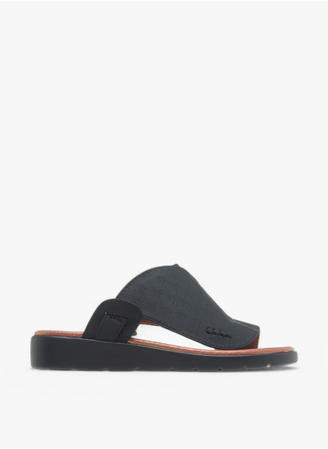 LBL by Shoexpress Textured Slip-On Arabic Sandals with Toe Loop Detail