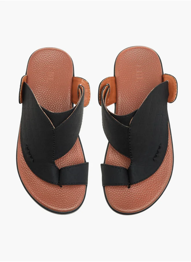 LBL by Shoexpress Textured Slip-On Arabic Sandals with Toe Loop Detail