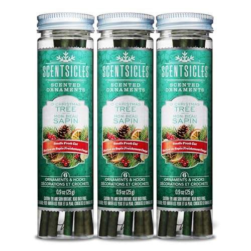 Scentsicles O Christmas Tree Scented Christmas Ornaments with Hooks  3 Bottles 18 Sticks Total - Image 1