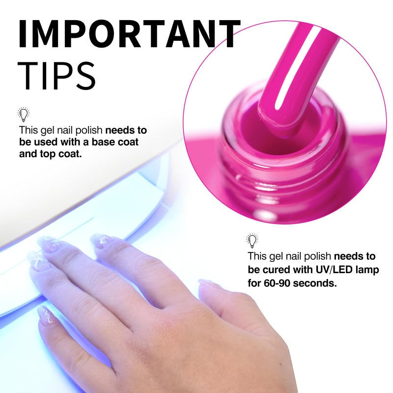 CANNI Hot Pink Nail Gel Polish, 1Pcs Bright Coral Pink Cerise Color High Gloss Soak Off UV LED Gel Nail French Nail Manicure Salon DIY - Image 4