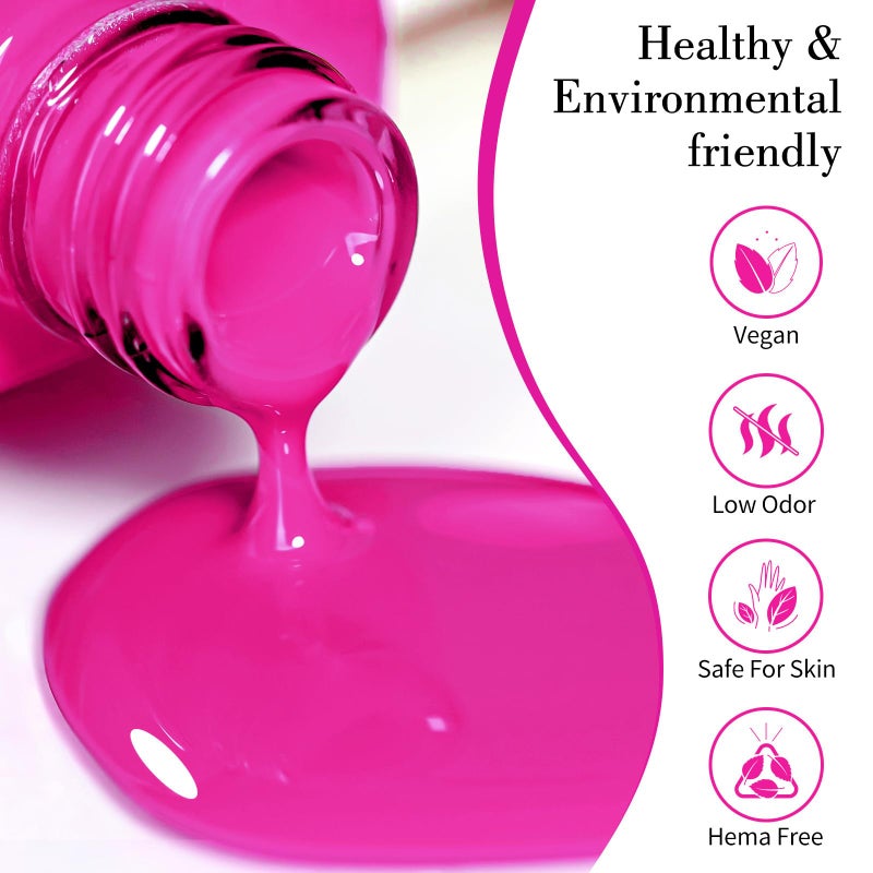 CANNI Hot Pink Nail Gel Polish, 1Pcs Bright Coral Pink Cerise Color High Gloss Soak Off UV LED Gel Nail French Nail Manicure Salon DIY - Image 2