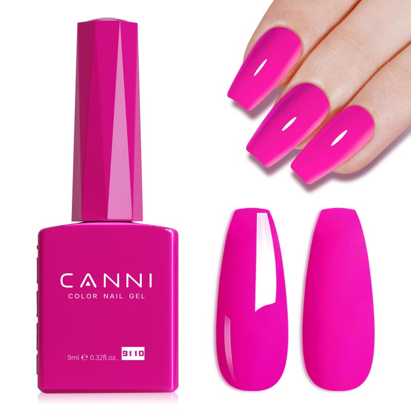 CANNI Hot Pink Nail Gel Polish, 1Pcs Bright Coral Pink Cerise Color High Gloss Soak Off UV LED Gel Nail French Nail Manicure Salon DIY - Image 1